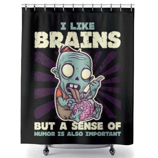 A Sense Of Humor Is Also Important Fantasy Zombie Shower Curtains