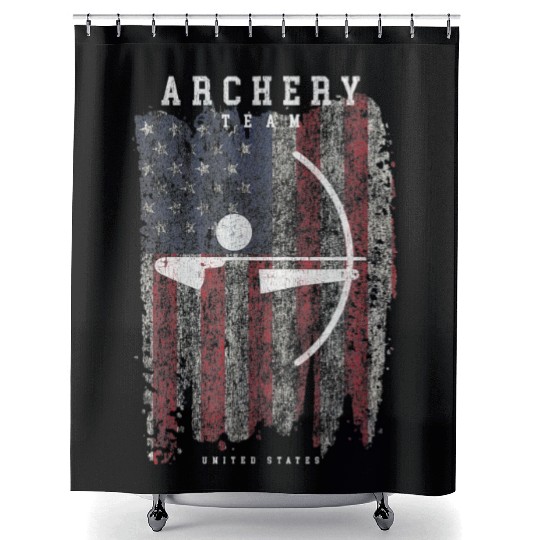 Archery Team USA Vintage American Flag Compound Shower Curtains