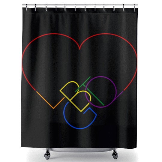 LGBT pride rainbow heart Shower Curtains