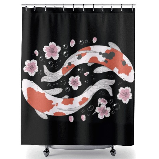 Japanese Koi Fish and Cherry Blossom Shower Curtains