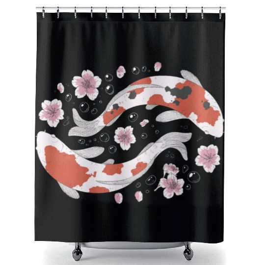 Japanese Koi Fish and Cherry Blossom Shower Curtains