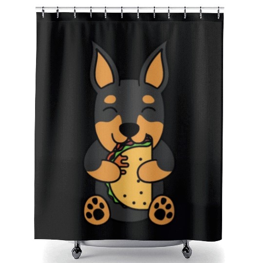 Miniature Pinscher Taco Lover Shower Curtains