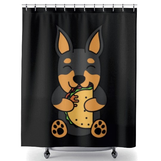 Miniature Pinscher Taco Lover Shower Curtains