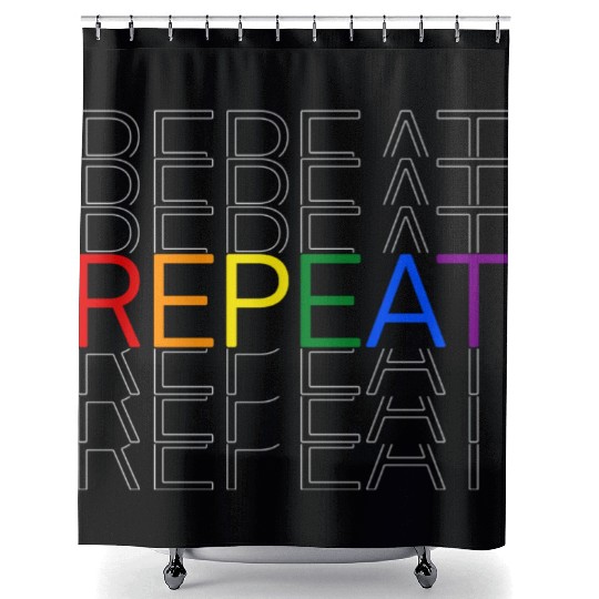 LGBT pride rainbow heart repeat Shower Curtains