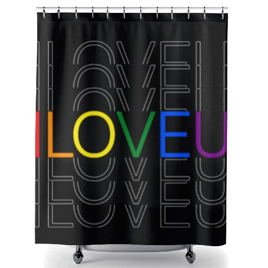 LGBT pride rainbow heart I Love You Shower Curtains
