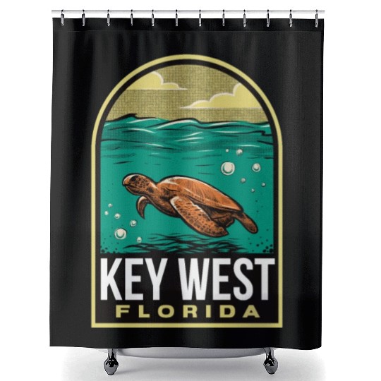 Key West Vintage Sea Turtle Shower Curtains