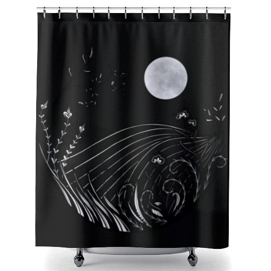 Full moon landscape Shower Curtains