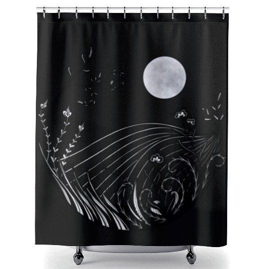 Full moon landscape Shower Curtains