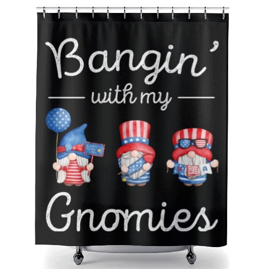Patriotic Gnomes Firework American Flag US Shower Curtains