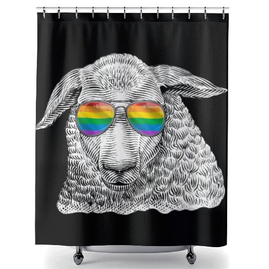 Funny Sheep LGBT Rainbow Flag Gay Pride Shower Curtains