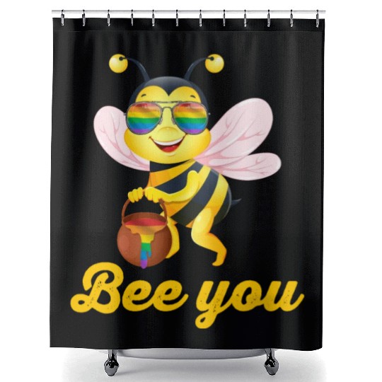 Bee LGBT Gay Lesbian Pride Rainbow Honey Shower Curtains