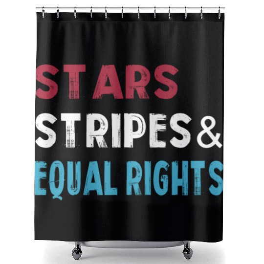 Stars Stripes and Equal Rights 4th of July Women's Shower Curtains