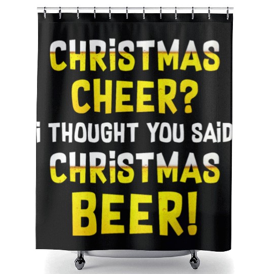 Family Shower Curtains Christmas Cheer Christmas Beer