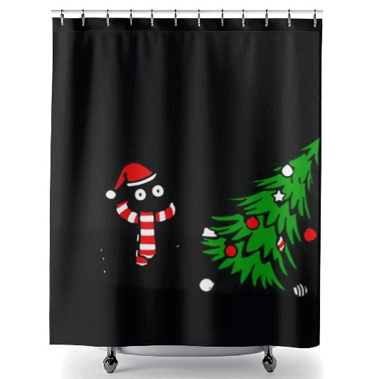 Christmas Cat Funny Shower Curtains What