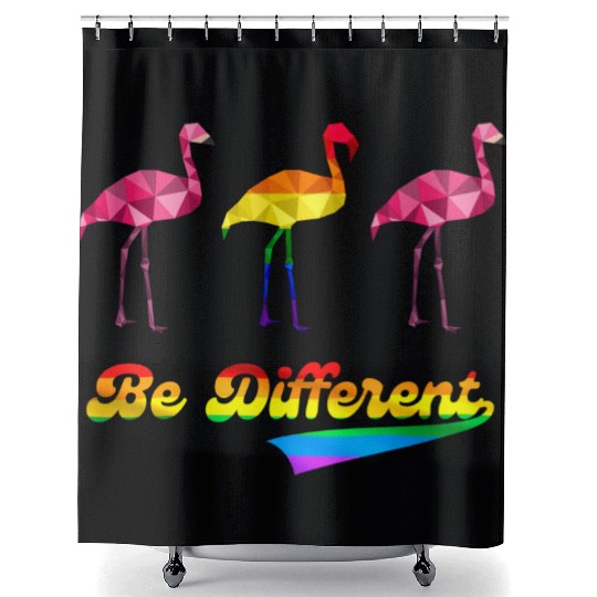 Flamingo LGBTQ Rainbow Flag Gay Pride Month Shower Curtains