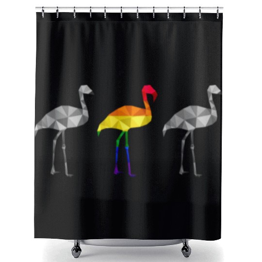 Flamingo LGBTQ Gay Pride Rainbow Flag Different Shower Curtains