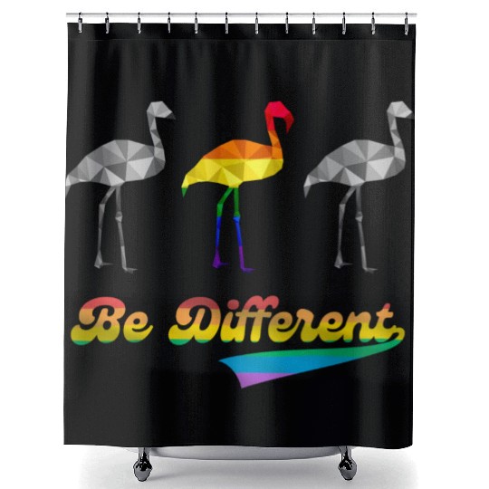 Flamingo LGBTQ Gay Pride Rainbow Flag Shower Curtains
