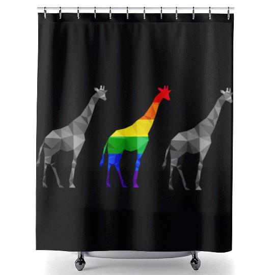 Giraffe LGBTQ Gay Pride Rainbow Flag Shower Curtains