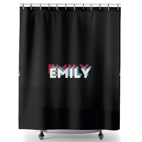 Emily Name - Funny Name Emily 80s theme Shower Curtains