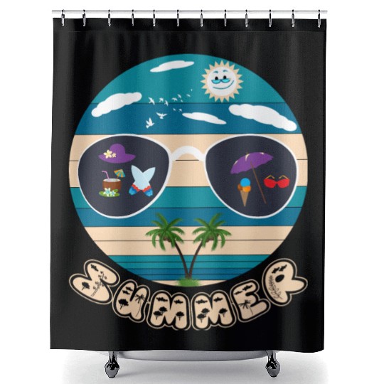 Funny summer design, beautiful illustration for su Shower Curtains