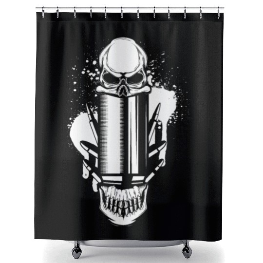 Bullets and Skull Roses Aesthetic Dripping Pattern Shower Curtains