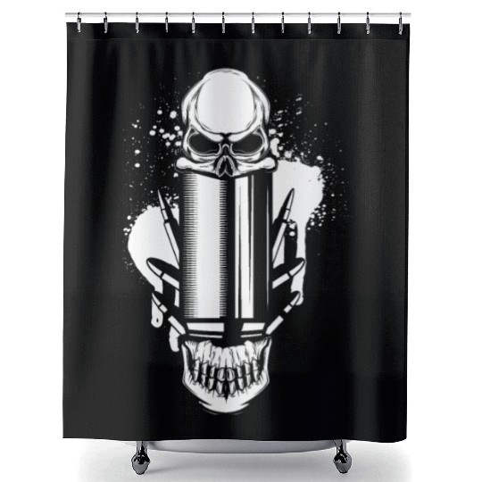 Bullets and Skull Roses Aesthetic Dripping Pattern Shower Curtains