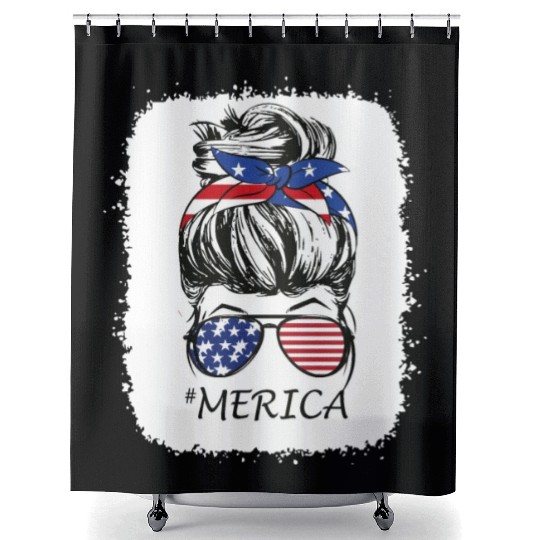 4th of July Merica Shower Curtains USA American Pride