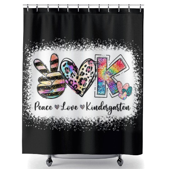 Grade Teacher Peace Love Kindergarten Team Kinder Shower Curtains