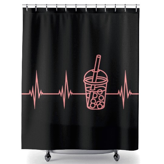 pulse bubble tea heartbeat Shower Curtains