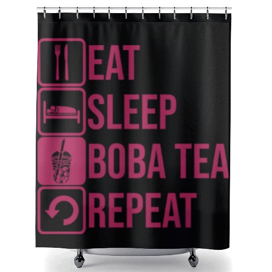 Daily Repeat Boba Tea Shower Curtains