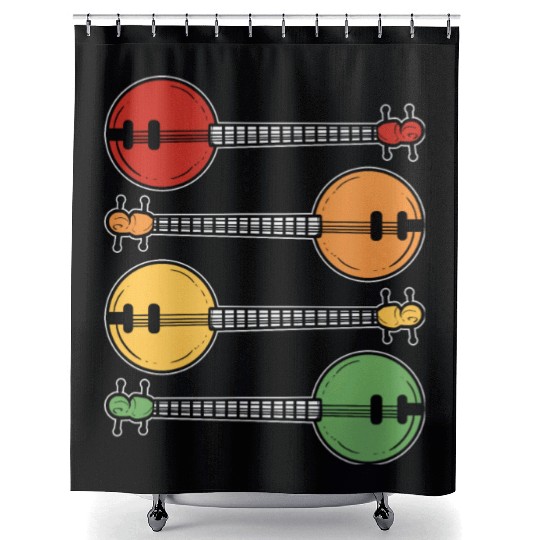 Vintage Banjo Musician Gift Shower Curtains
