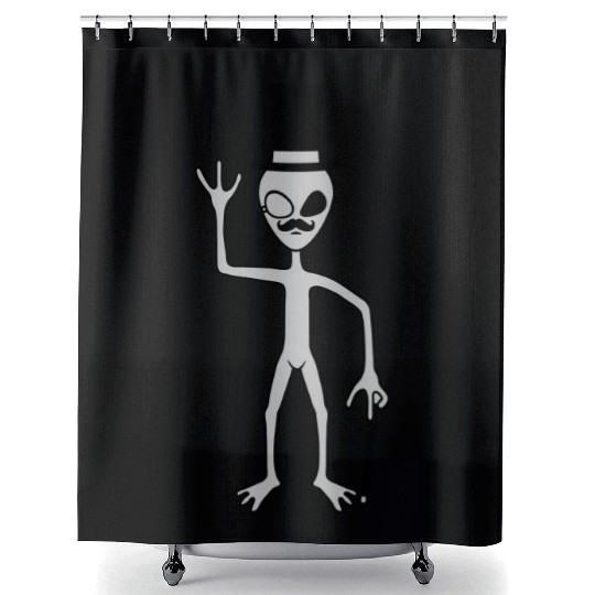 Sir alien waving friendly Shower Curtains