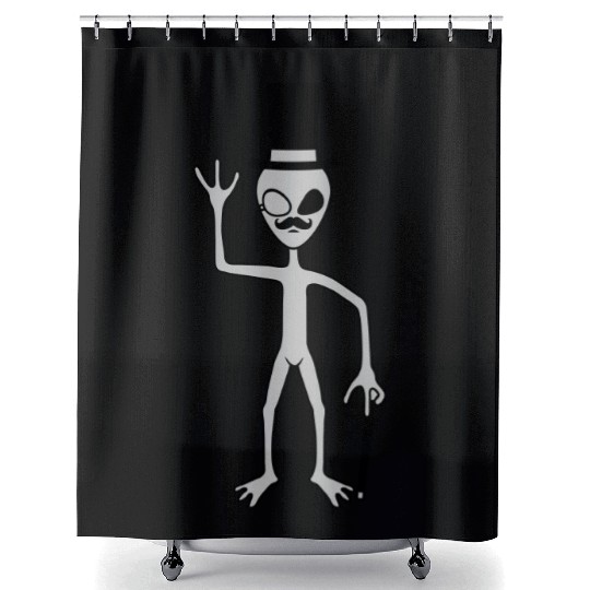 Sir alien waving friendly Shower Curtains
