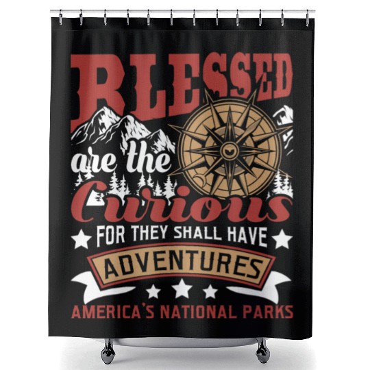 Blessed Are The Curious US National Parks Hiking Shower Curtains