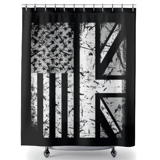American Flag British Flag US UK Stars Stripes Shower Curtains