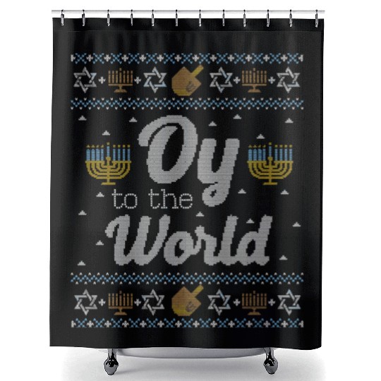 Funny Hanukkah Oy To The World Shower Curtains