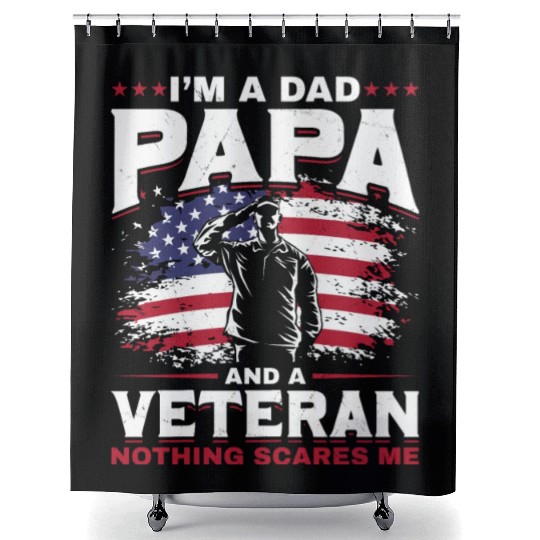 Dad Papa US Veteran Patriotic Father Soldier Shower Curtains