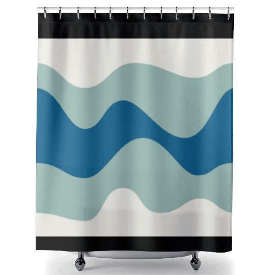 Ocean Waves Pattern - Blue and White Shower Curtains