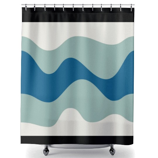 Ocean Waves Pattern - Blue and White Shower Curtains
