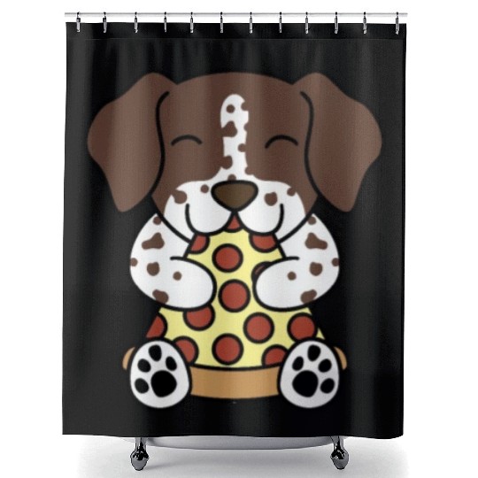 German Shorthaired Pointer Pizza Lover Shower Curtains