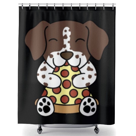 German Shorthaired Pointer Pizza Lover Shower Curtains