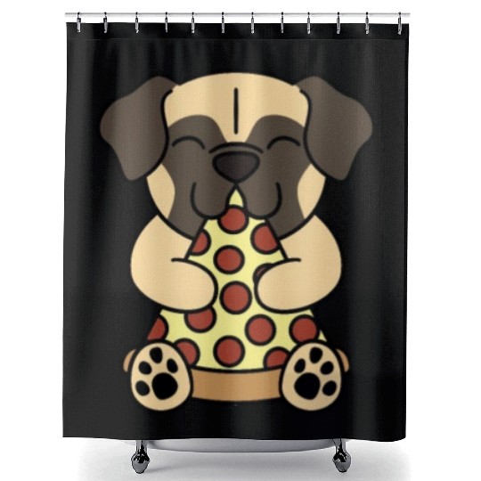 Pug Pizza Lover Shower Curtains