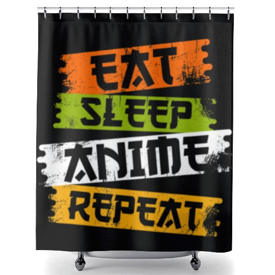 Eat Sleep Anime Repeat Japanese Manga Japan Lover Shower Curtains