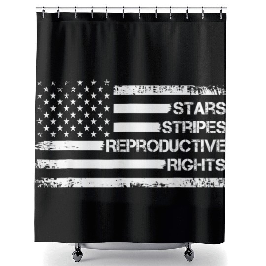 Stars Stripes Reproductive Rights US Flag 4th July Shower Curtains