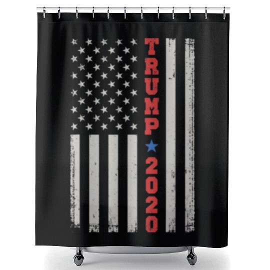 Shower Curtains Vintage US Flag Vertical Stars Stripes
