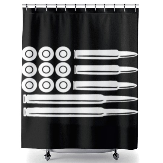 Stars Stripes Bullets Guns Ammo America Clothing Shower Curtains