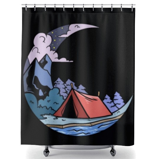 Camper Campsite Moon Camp Camping Shower Curtains