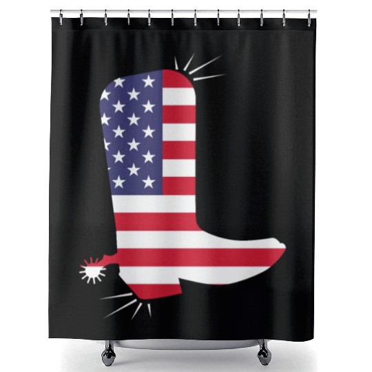 American Flag Cowboy Boot Stars And Stripes Shower Curtains
