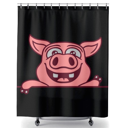 barn pig waving friendly Shower Curtains