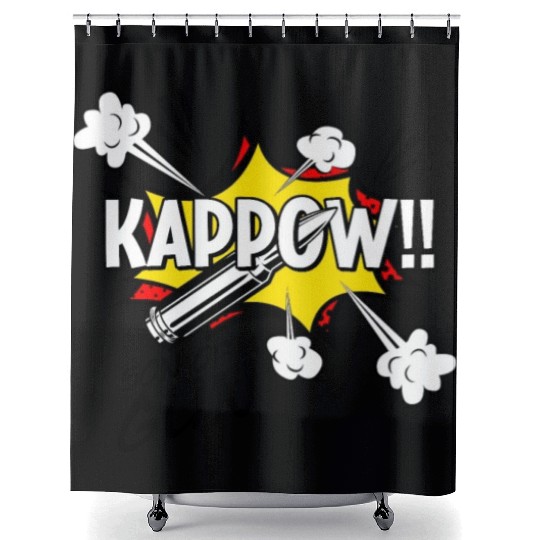 Kappow Bullets Gun Explosion Big bang Aesthetic Shower Curtains